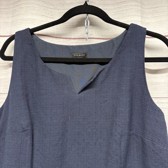 Talbots Petite Navy Twill Sequin Fish Embroidered Sheath Dress size 8 - Picture 2 of 9